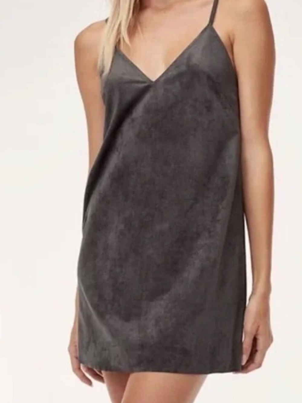Aritzia Charcoal Suede-Look Slip Dress